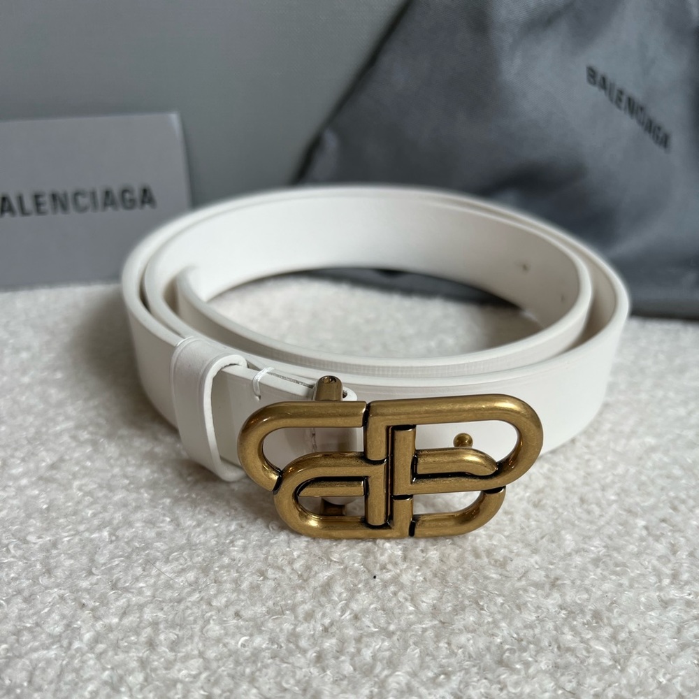Balenciaga white BB belt.